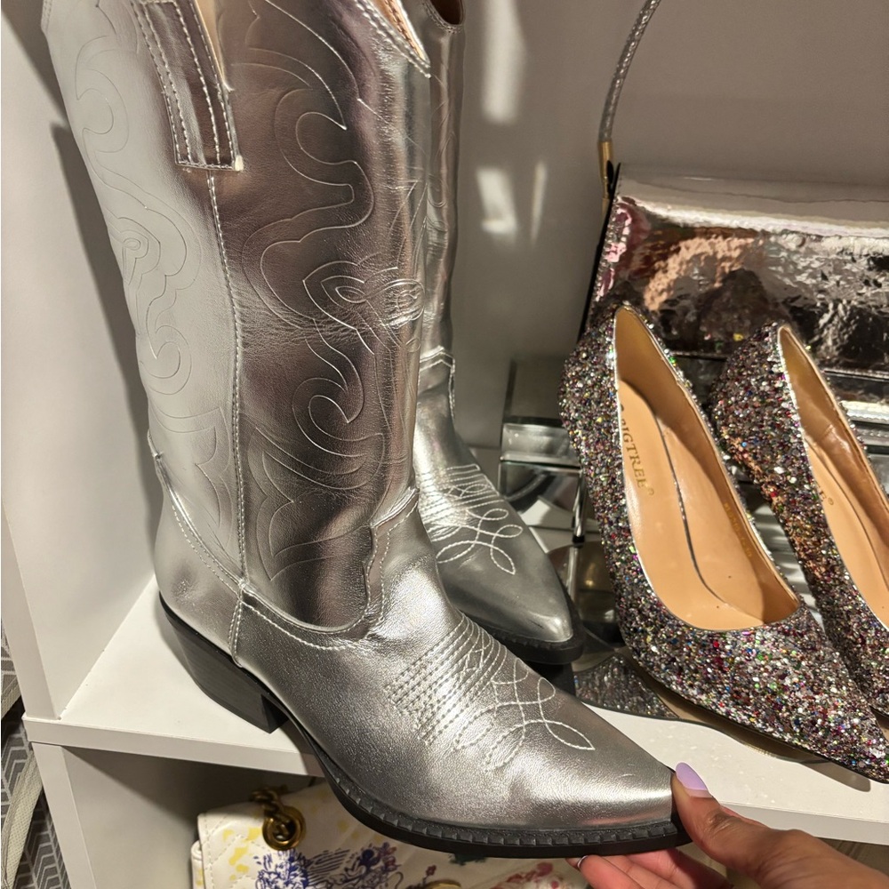 Silver Western Boots